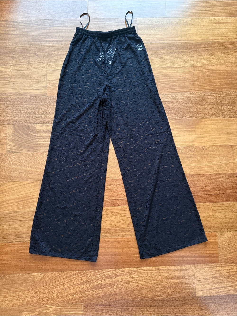 DISSH Black Lace Wide-Leg Pants